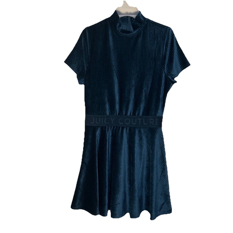 Juicy Couture Women’s Size Large Velvet Dress Y2K defined waist dark teal