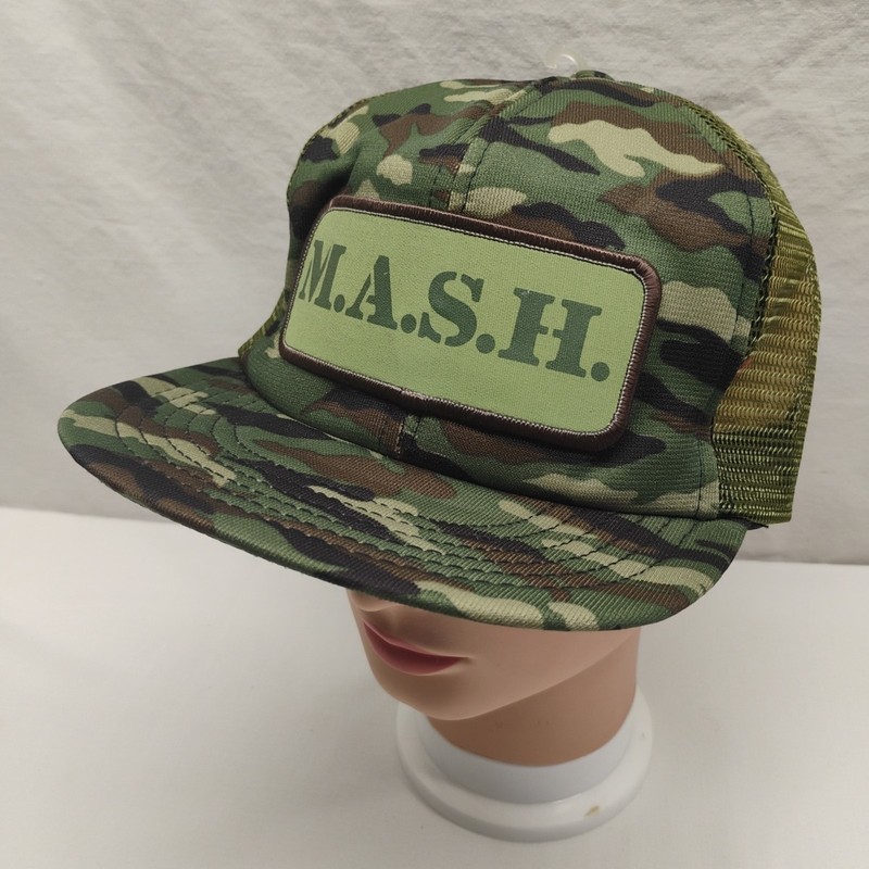 NOS VINTAGE Park Avenue Trucker Hat MASH Patch USA Camouflage Cap Snapback