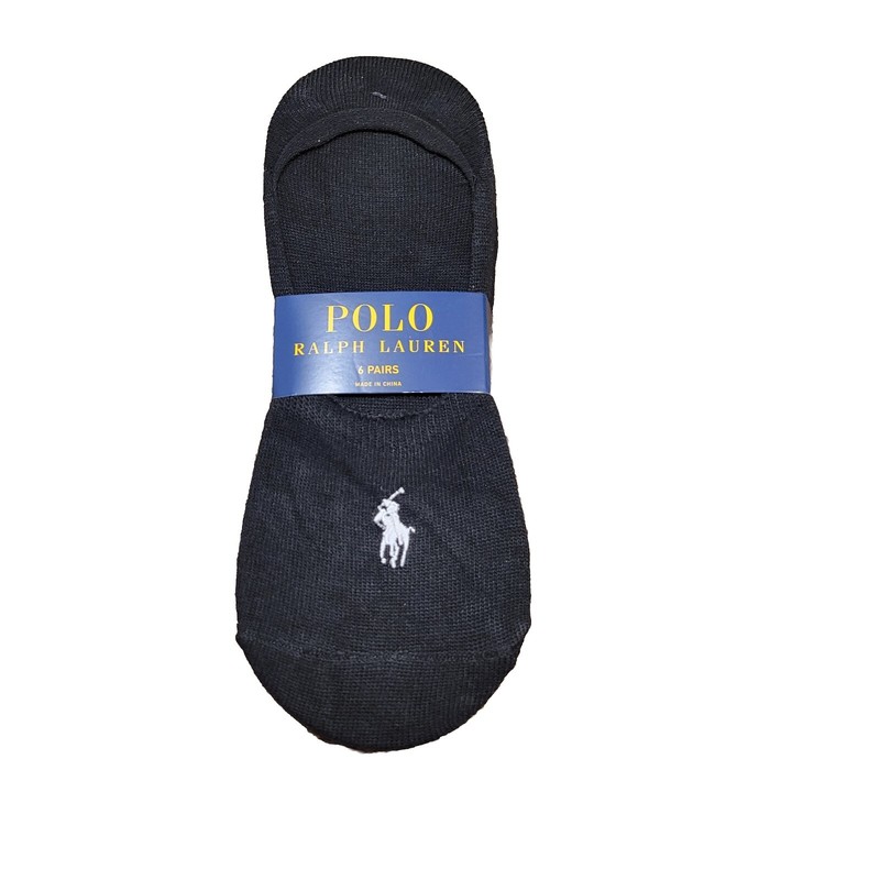 Polo Ralph Lauren Women’s Sz 9-11 Black No Show Liner Socks 6 Pairs NEW