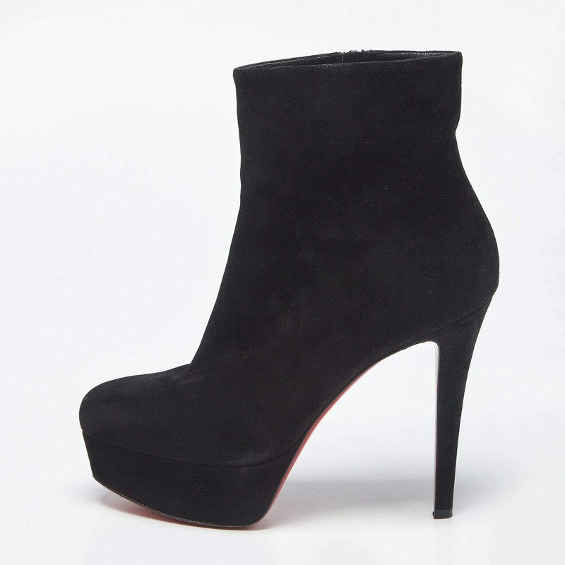 Christian Louboutin Lady Daf Size 36.5 Black Suede Booty Platform Ankle Length