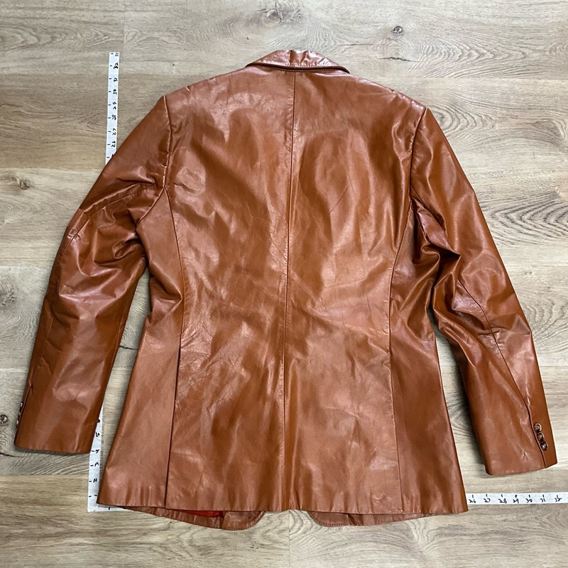 Chessking Brown Leather Suit Jacket 44 Regular Fit Lined Two-Button gallery