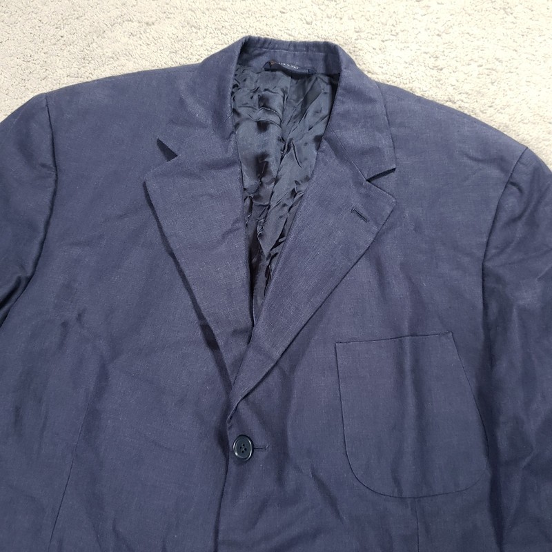 Vintage Y2K Brooks Brothers Blue Linen Blazer 3 Button Sport Coat Mens 44R Italy gallery