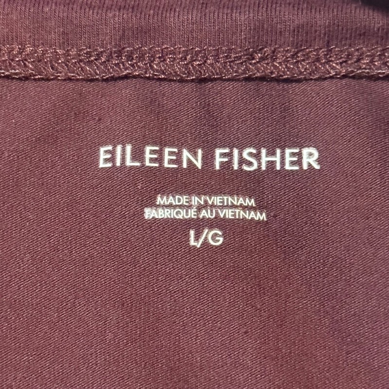 EILEEN FISHER Top Organic Cotton Stretch Jersey Mock Neck Short Sleeve Purple-L gallery