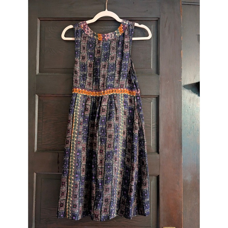 Plenty by Tracy Reese Silk Wool Blend Tie Neck Dress Purple Floral Geometric 6 gallery