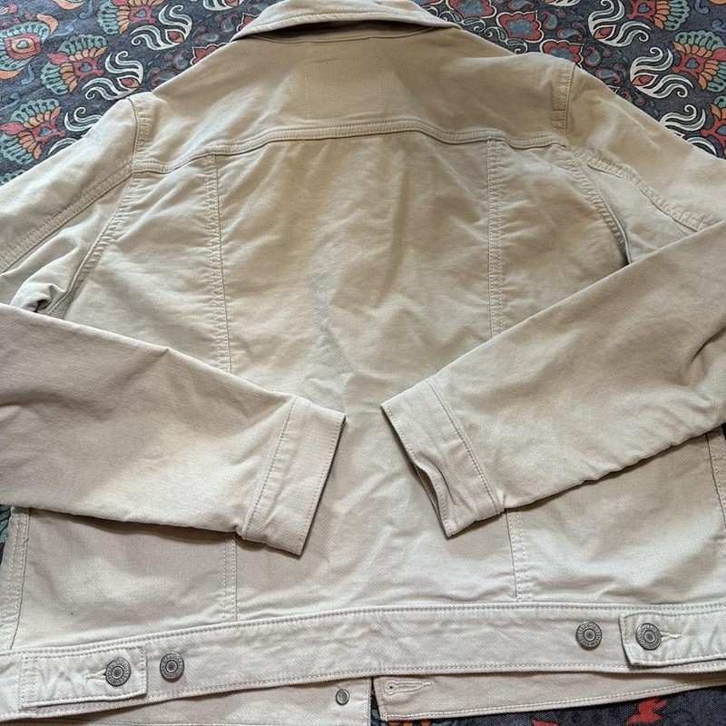 Levi's XL Beige Trucker Jacket Button Front Pockets Point Collar gallery