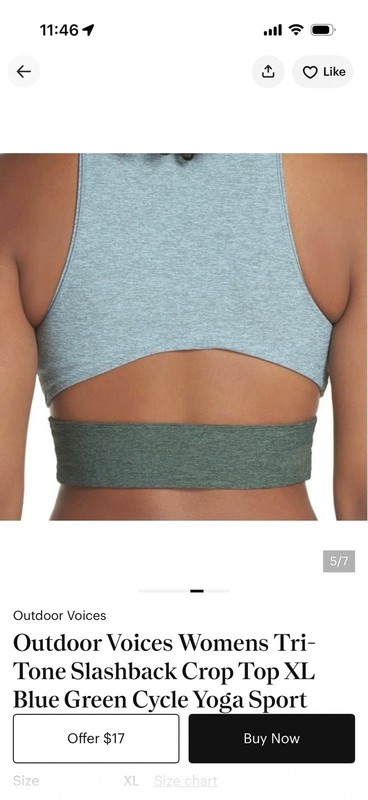 Outdoor Voices Colorblock Sports Bra Slashback Gray/Blue/Peach S NWOT gallery