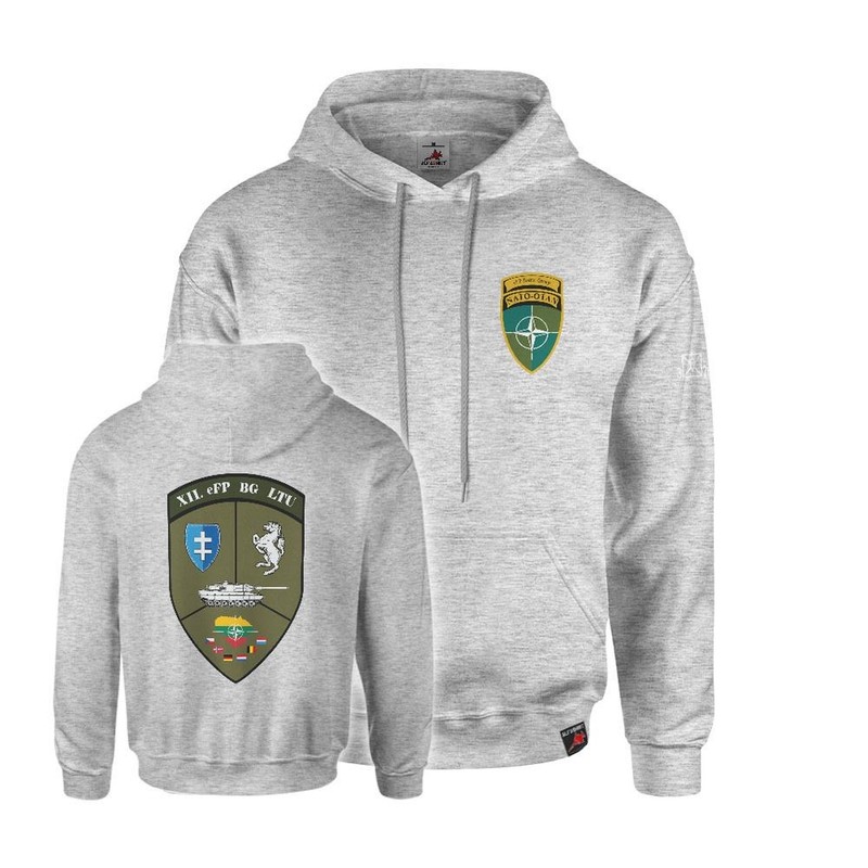 Hoodie Grey XII. eFP BG Battlegroup Contingent LTU Lithuania Coat of Arms #46782