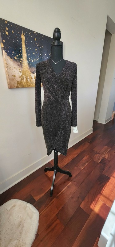Rachel Roy Women’s Long Sleeve Simmering Black Bodycon Dress Size S