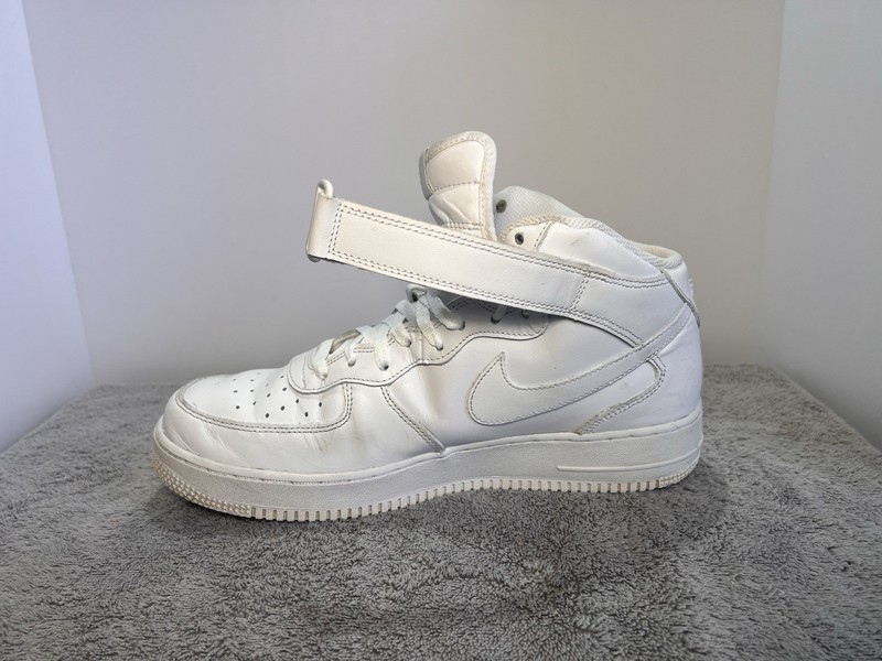 Nike Air Force 1 High 07 Triple White Mens Size 11.5 Leather Strap Sneakers gallery