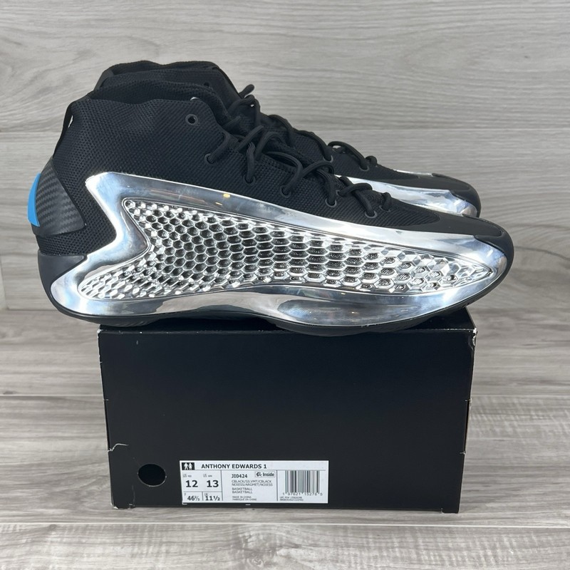 Adidas AE 1 Basketball Shoes Mens Sz 12 Black Chrome Anthony Edwards JI0424 gallery