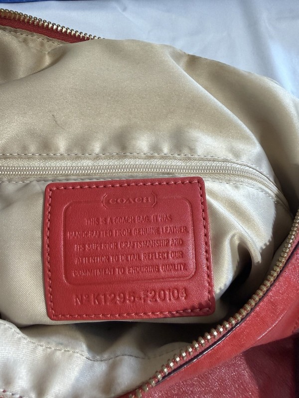 VNTG Coach Purse Hand Bag with Shoulder Strap and Handles Cardinal Red and Gold gallery
