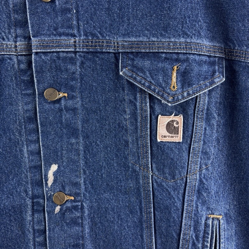 Carhartt J12 DST Denim Trucker Jacket Mens Size 2XL Blue Wash Workwear gallery