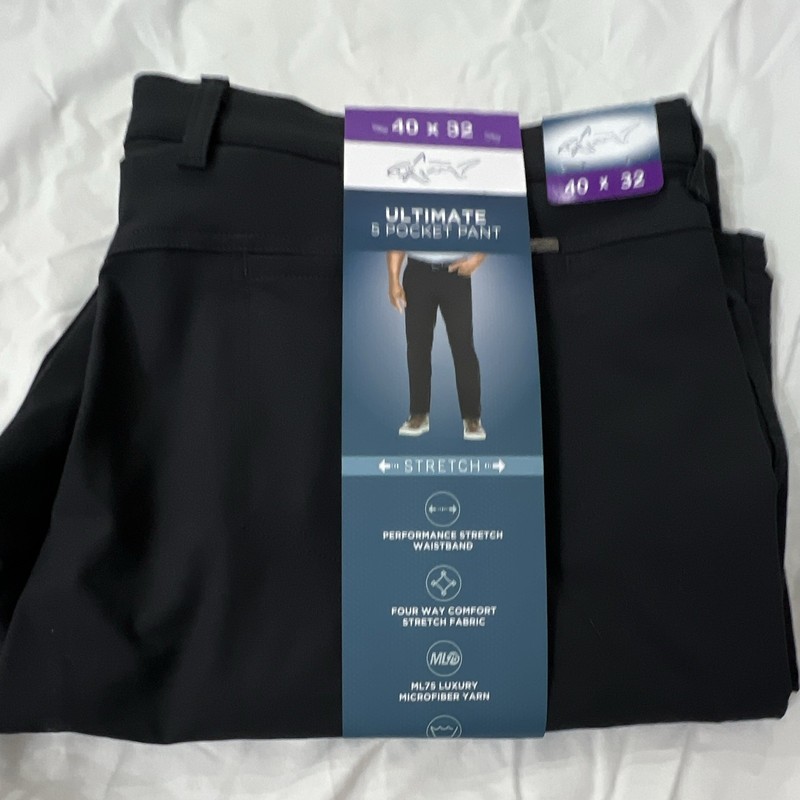 Shark Men’s Ultimate 5-Pocket Pants Flat Front Microfiber Stretch Black 40