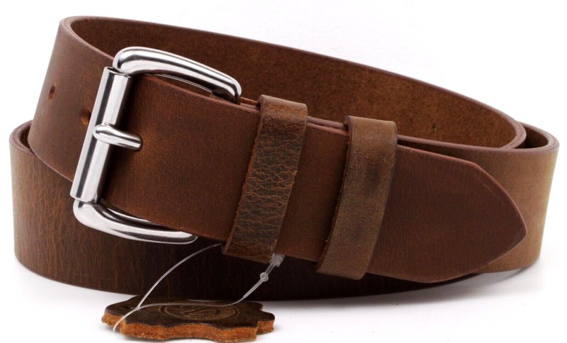 Men's Genuine Buffalo FULL GRAIN Leather Belt, 1 1/2" width, Handmade, By Amish gallery