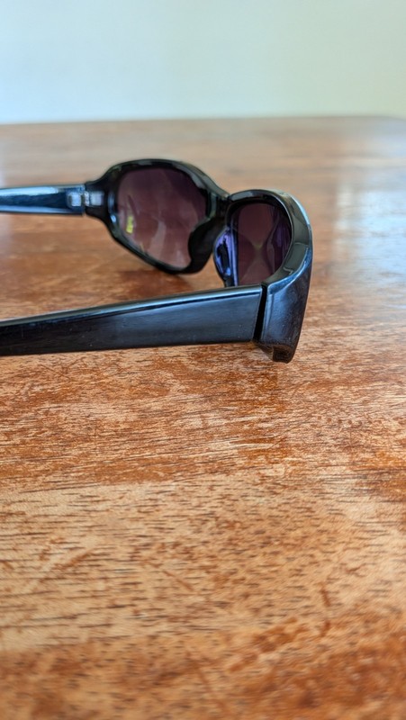 Halston H451 OX Wrap Sunglasses Black Plastic Frame Purple Tinted Lenses gallery