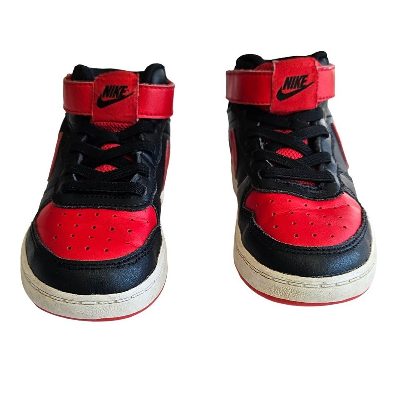 Nike Court Borough Mid 2 Kids Size 9C Black Red High Top Sneakers