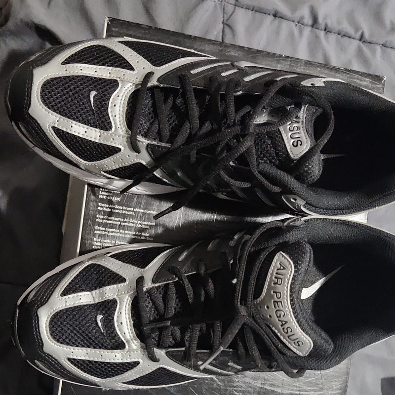 Nike Air Pegasus Men’s Low Top Mesh Sneakers Black/Silver/White Lace Up