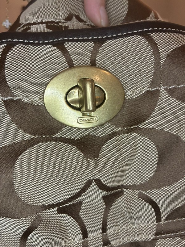 Vintage Y2K Coach Ergo Signature Hobo Bag Womens Khaki 10764 Canvas Leather Trim gallery