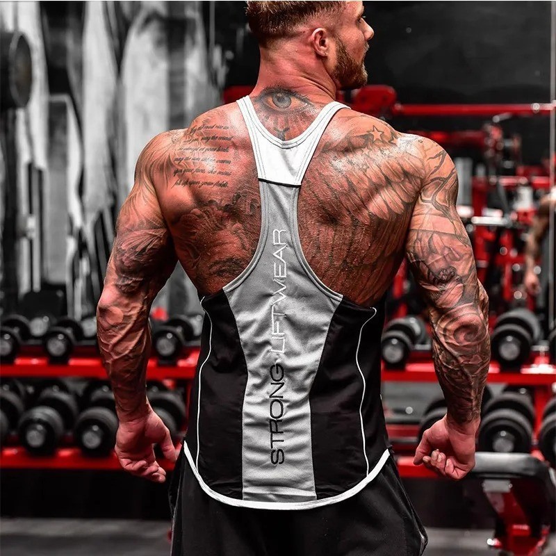 Men’s Gym Tank Top Muscle Shirt Sleeveless T Shirt Workout Fitness Training Tee