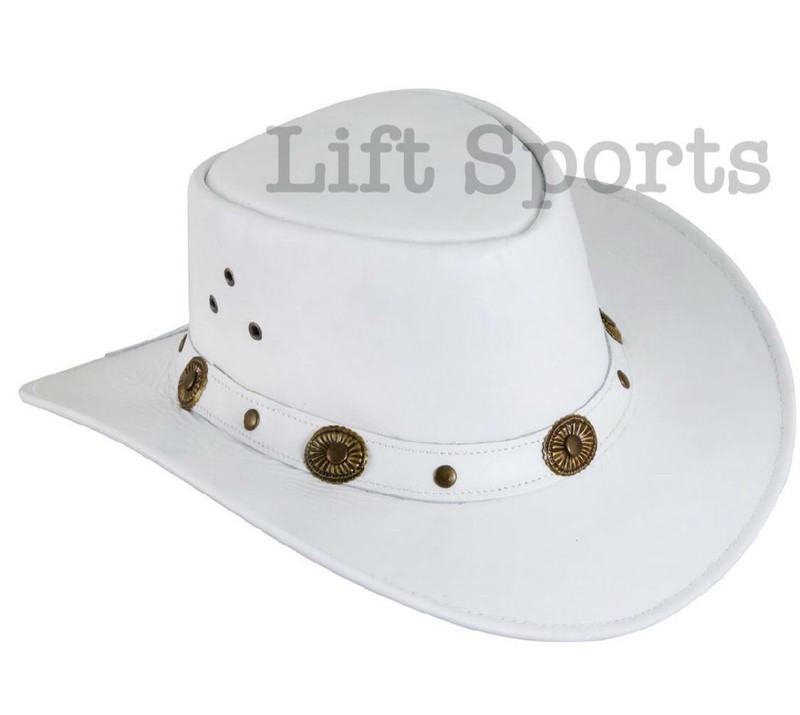 New Men’s White Stylish Cowboy Hat Western Original Genuine Cow Hide Leather