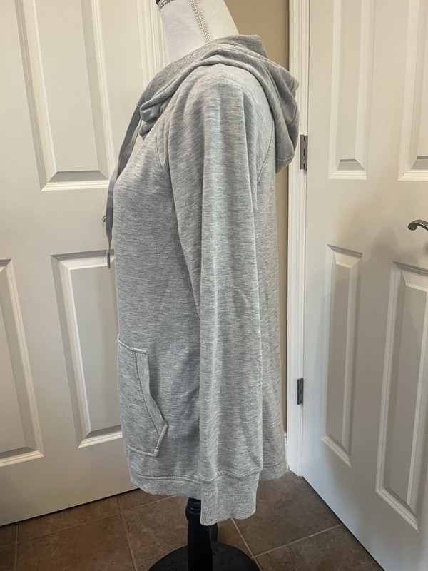 90 Degrees L Gray Hoodie Cowl Neck Drawstring Hood Kangaroo Pocket Sweatshirt gallery