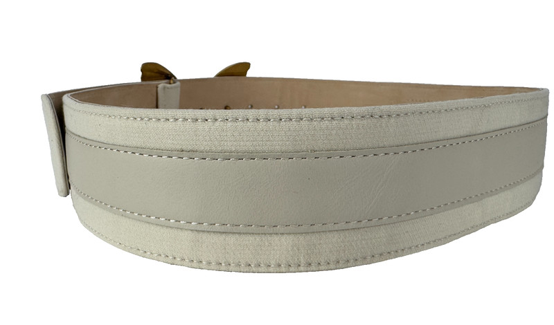Gucci Auth Ivory Leather Fabric Belt 80 cm 32 in Yellow Butterfly Buckle Bag gallery