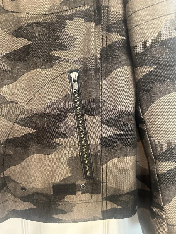 PRPS Goods & Co Denim 100% Cotton Blk Camouflage Full Zip Up Moto Jacket SIZE XL gallery