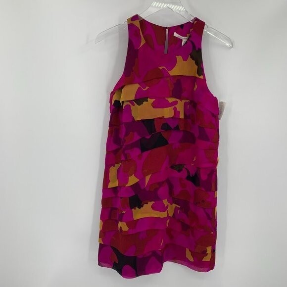 DVF Diane von Furstenberg Benin Berry Snake dress pink tiers a-line shift new 6