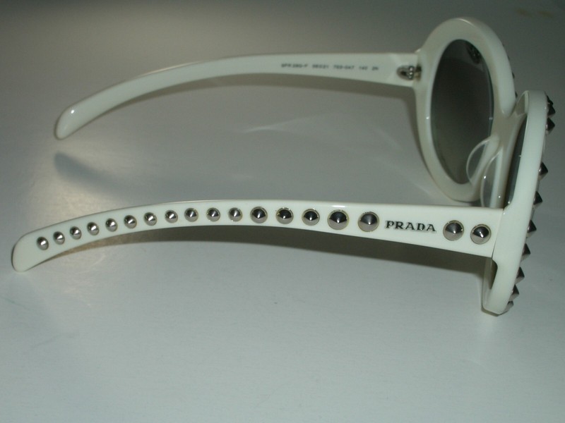 LADIES PRADA SPR 29Q-F 56[]21 7S3-0A7 140 GRAY TONE LARGE WHITE ROUND SUNGLASSES gallery