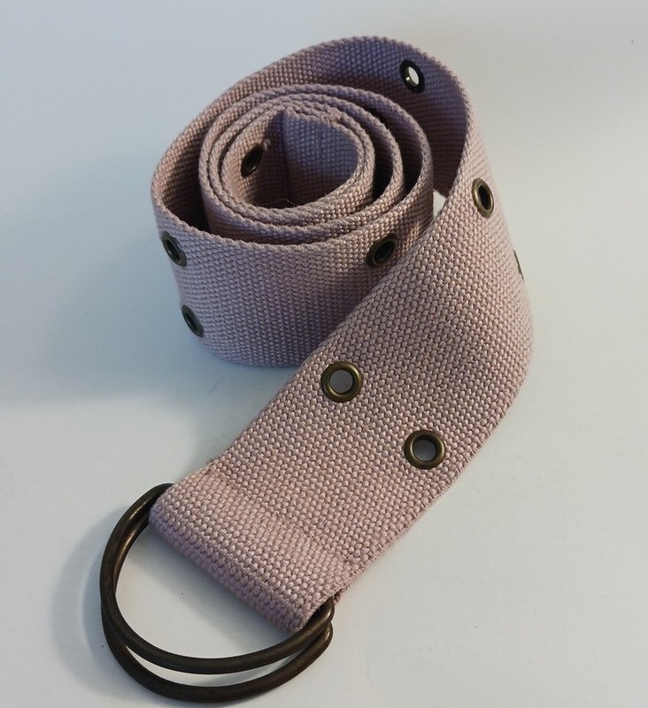 Canvas Pink Belt Gold Tone Round Holes 29 inches Length 2 inches Wide
