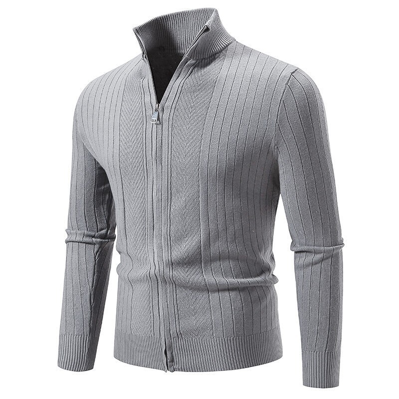 Men new stand up collar knitted sweater cardigan zipper base sweater Tops【MLXL】 gallery
