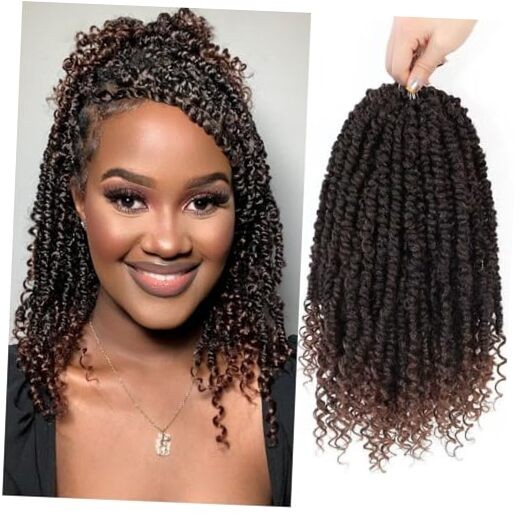 Pre-Looped Passion Twist Crochet Hair 12 Inch 8Packs 12 Inch (Pack of 8) T1B/30 gallery
