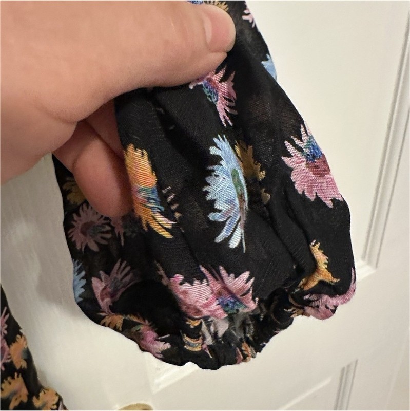 Dorothee Schumacher Black Floral Pencil Dress XS Long Balloon Sleeve Zip NWT