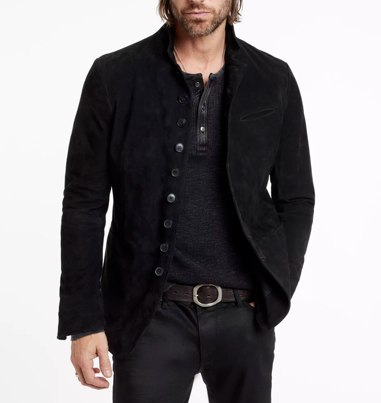 Mens Black Leather Trucker Jacket Suede Custom Made Size S M L XL 2XL 3XL 4XL 5X