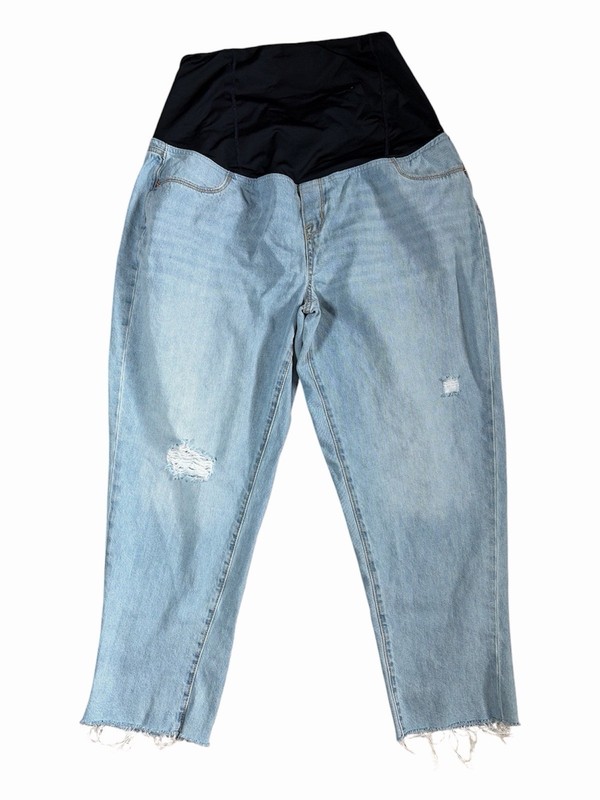 Isabel Maternity Ingrid & Isabel Boyfriend Jeans Womens 16 Distressed Raw Hem