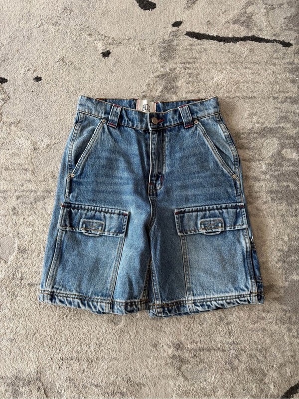 BDG Light Blue Denim Cargo Shorts with Flap Pockets