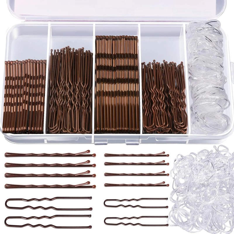 Teenitor 300pc Hair Styling Kit Bobby Pins and Hair Bands Brown Set