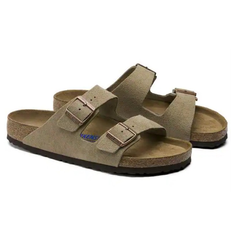 Birkenstock Arizona Taupe Mocha Mink Black Leather Soft Footbed Suede Sandals