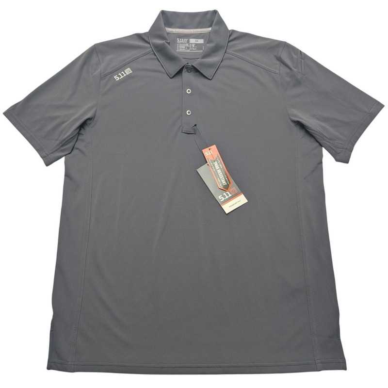 NWT 5.11 Tactical Paramount Polo Mens Medium Grey Snag Resistant Short Sleeve