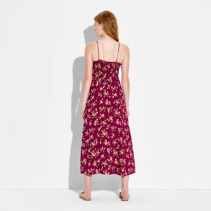 Women Maxi Slip Dress - Wild Fable Burgundy Floral L gallery