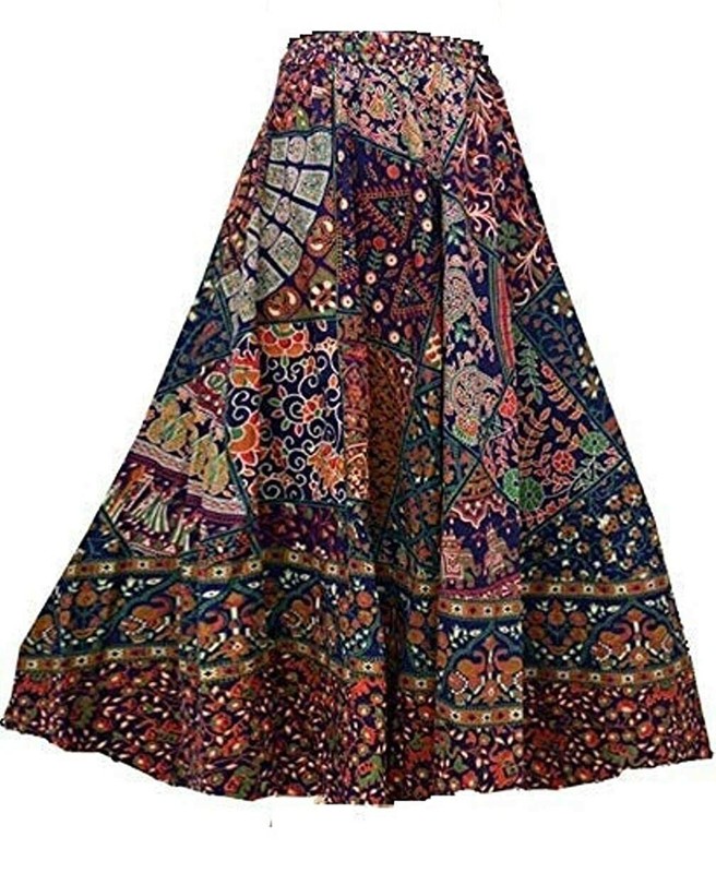 Women’s Jaipuri Tribal People Printed Cotton Long Skirts Free Size Multicolor