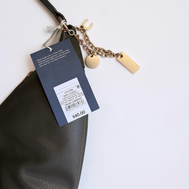 Universal Thread Green Shoulder Bag Zip Top Gold Hardware Charm Lined Pockets gallery