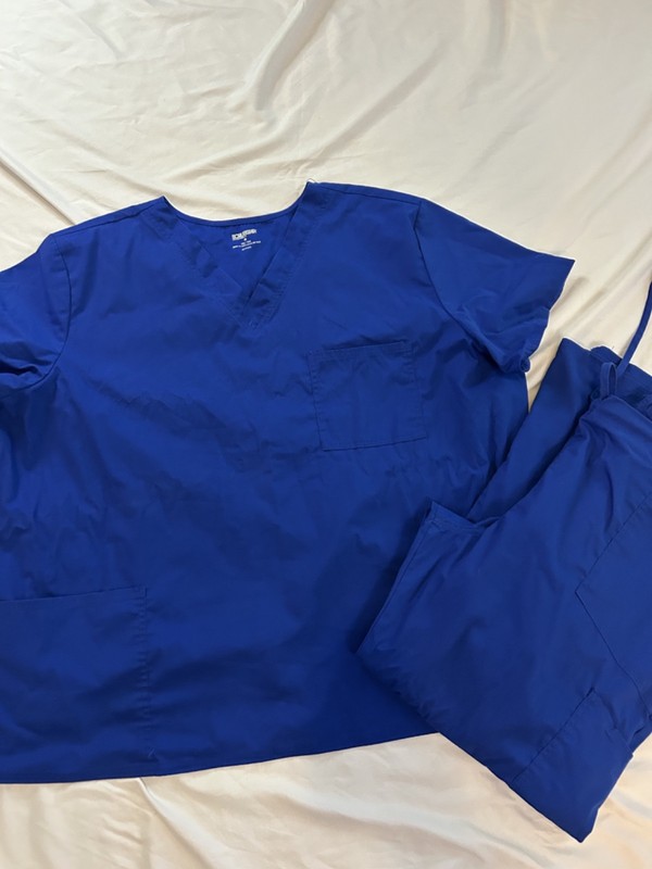 Unisex Royal Blue Scrub Set Plus Sizes 3XL top and 2 XL pants for Men & Women