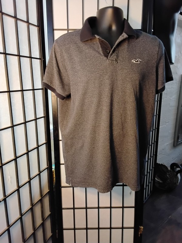 Hollister Mens Polo Shirt Grey L Epic Stretch gallery
