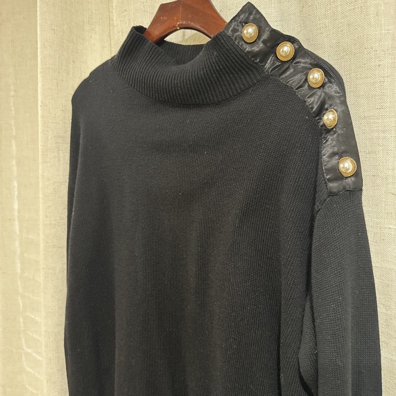 White House Black Market Sweater XL Faux Leather And Buttons On The Shoulder gallery