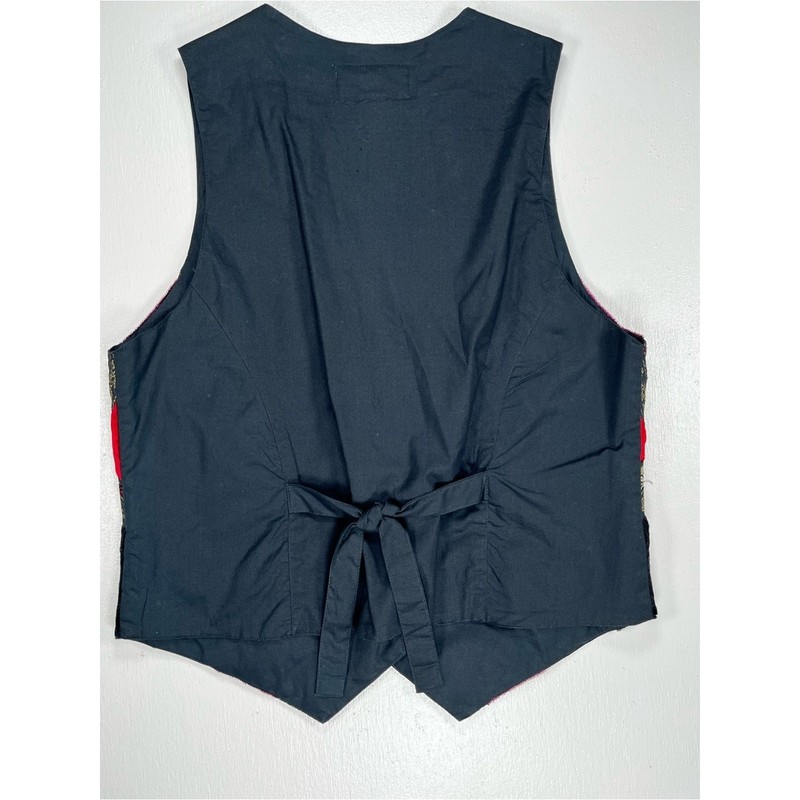 Vintage 1990s Velvet Patchwork Vest Embroidered Button-Up Medium Jewel Tones gallery