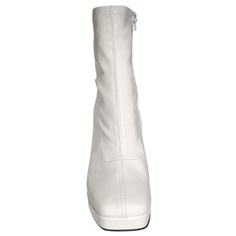 Wild Pair Women Beautee Block Heel Platform Booties Size US 8M White Patent gallery