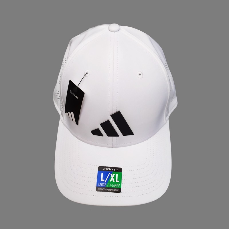 Adidas Climacool Stretch Fit Hat L/XL Perforated Breathable Cap White NWT