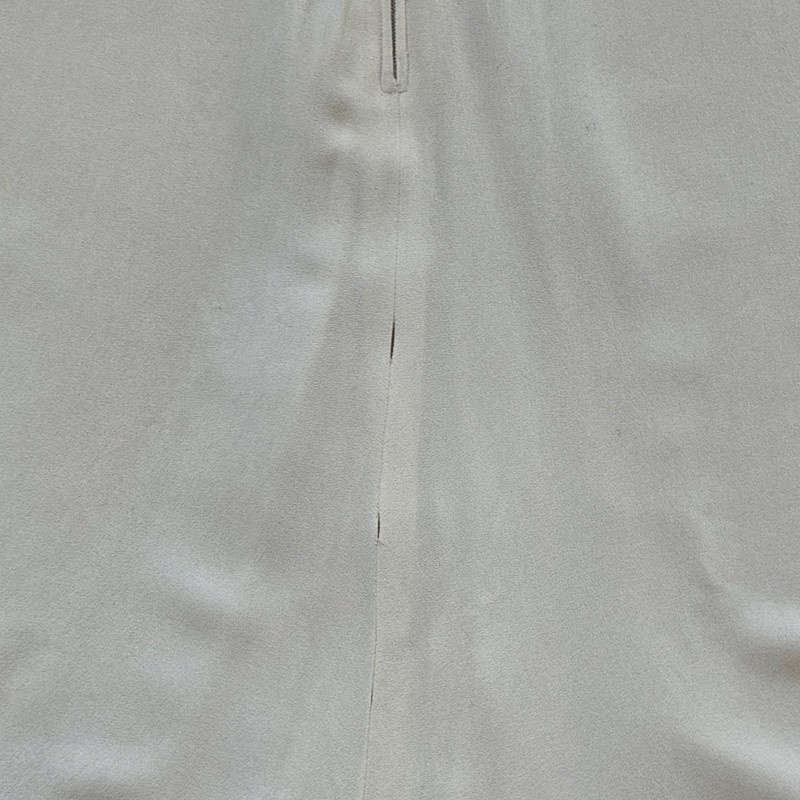 1940's Women's White Crepe A-Line Dress sz S V-Neck Short Sleeve Beaded AS IS gallery