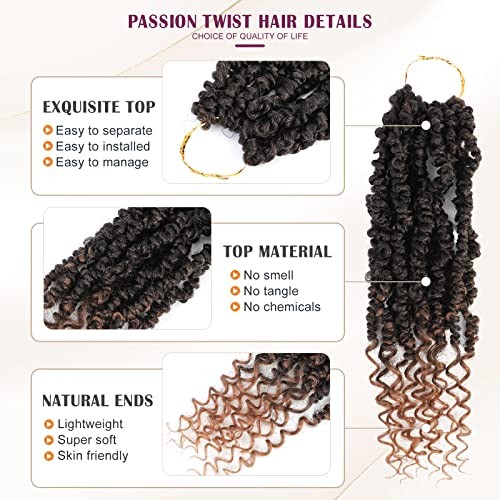 Pre-Looped Passion Twist Crochet Hair 12 Inch 8Packs 12 Inch (Pack of 8) T1B/30 gallery
